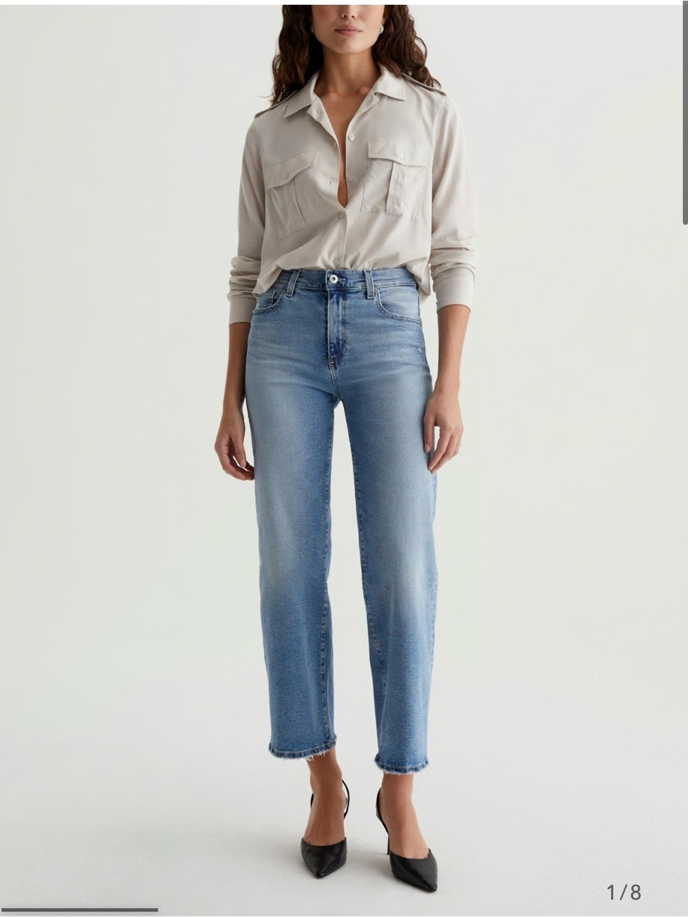 Ag Adriano Goldschmied Light Blue Wide-Leg Jeans